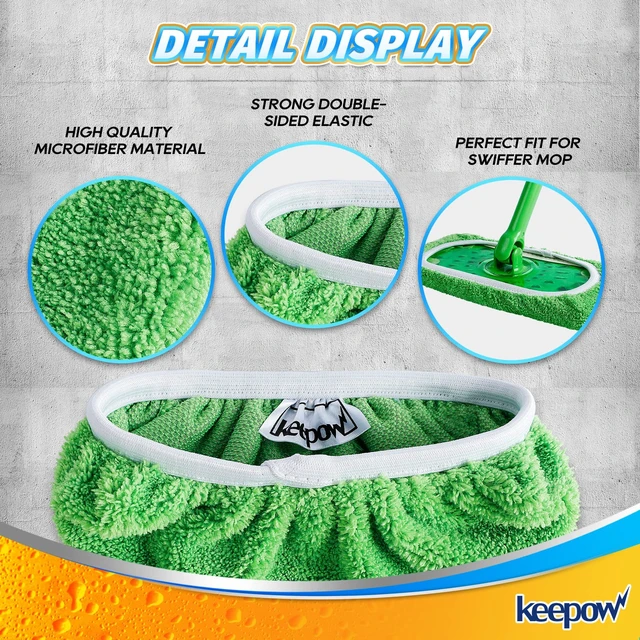 Alt view image 5 of 6 - KEEPOW 6 Pack Reusable Mop Pads Refills Compatible with Swiffer Sweeper Mop, Microfiber Dry Sweeping & Wet Mopping Cloths for Hardwood Floor Cleaning (Mop Not Included)