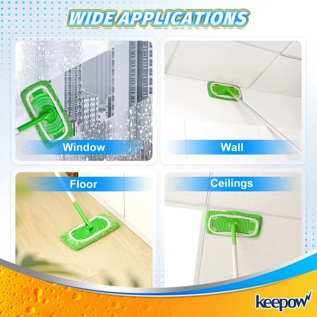 Alt view image 6 of 6 - KEEPOW 6 Pack Reusable Mop Pads Refills Compatible with Swiffer Sweeper Mop, Microfiber Dry Sweeping & Wet Mopping Cloths for Hardwood Floor Cleaning (Mop Not Included)