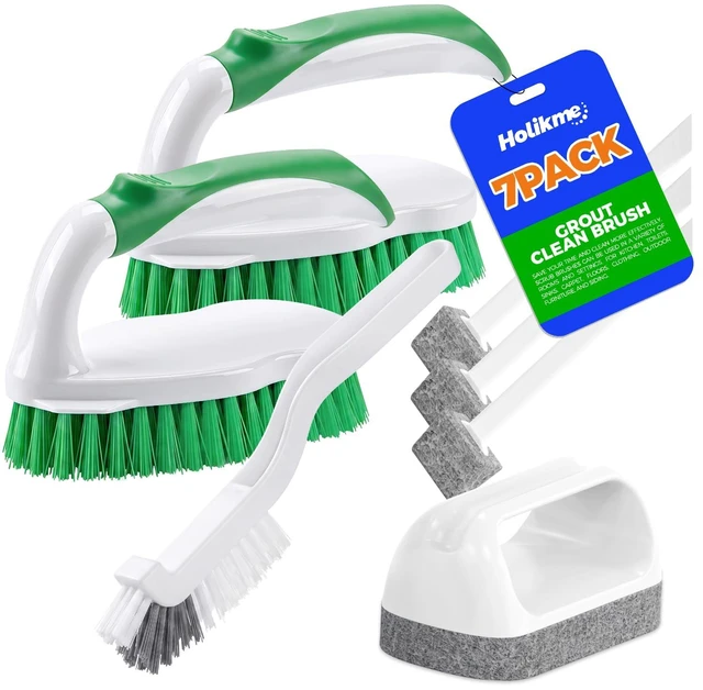 Main image of Holikme 7 Pack Scrub Brushes for Floor, Green