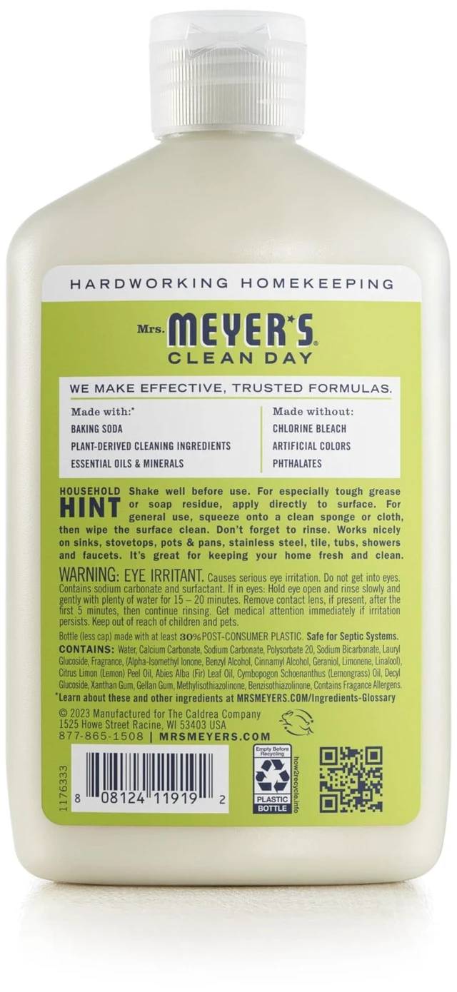 Alt view image 2 of 6 - Mrs. Meyer's Clean Day Baking Soda Cream Cleaner, Lemon Verbena, 16 fl oz