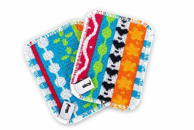 Main image of Skoy Scrub 2-Pack Reusable Non-Scratching Dish Scrubber for Kitchen and Household Cleaning, Planet-Friendly, Dishwasher Safe, Assorted Colors and Designs