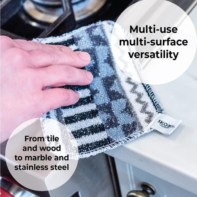 Alt view image 6 of 6 - Skoy Scrub 2-Pack Reusable Non-Scratching Dish Scrubber for Kitchen and Household Cleaning, Planet-Friendly, Dishwasher Safe, Assorted Colors and Designs