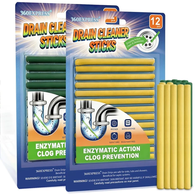 Main image of Enzyme Drain Sticks, 24 Pcs - Natural Clog Remover & Odor Eliminator, Prevent Clogged Drains Year-Round for Kitchen, Bathroom, Shower & Toilet