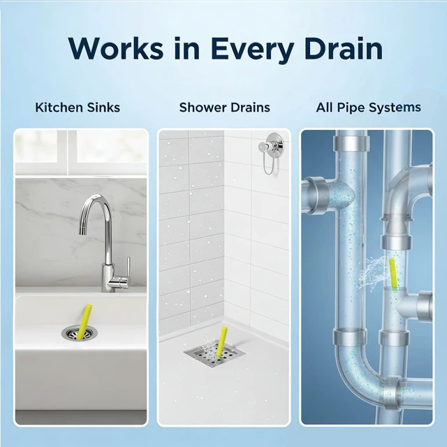 Alt view image 3 of 7 - Enzyme Drain Sticks, 24 Pcs - Natural Clog Remover & Odor Eliminator, Prevent Clogged Drains Year-Round for Kitchen, Bathroom, Shower & Toilet
