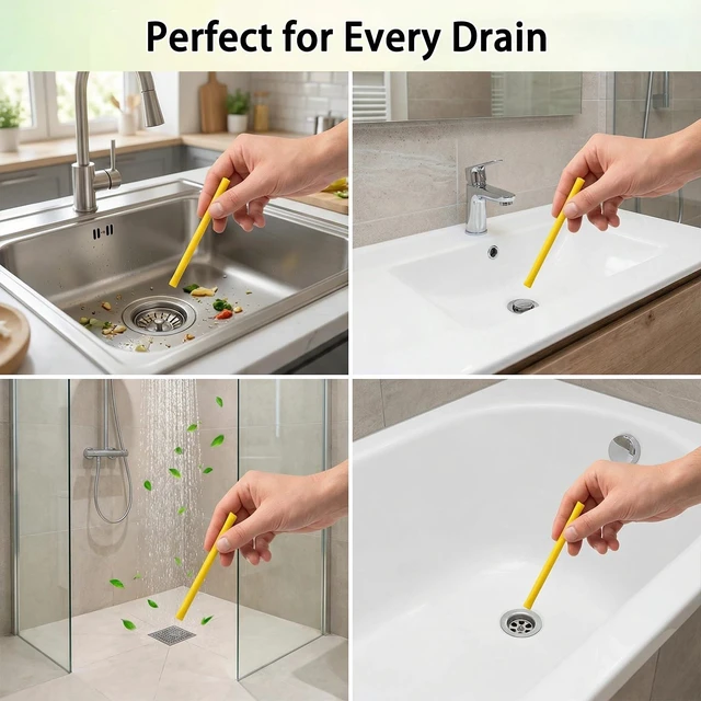 Alt view image 6 of 7 - Enzyme Drain Sticks, 24 Pcs - Natural Clog Remover & Odor Eliminator, Prevent Clogged Drains Year-Round for Kitchen, Bathroom, Shower & Toilet