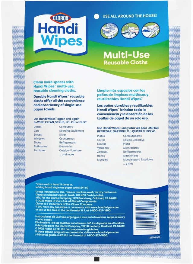 Alt view image 4 of 4 - Clorox Handi Wipes Multi-Use Reusable Cloths, 6 Count (Package May Vary)