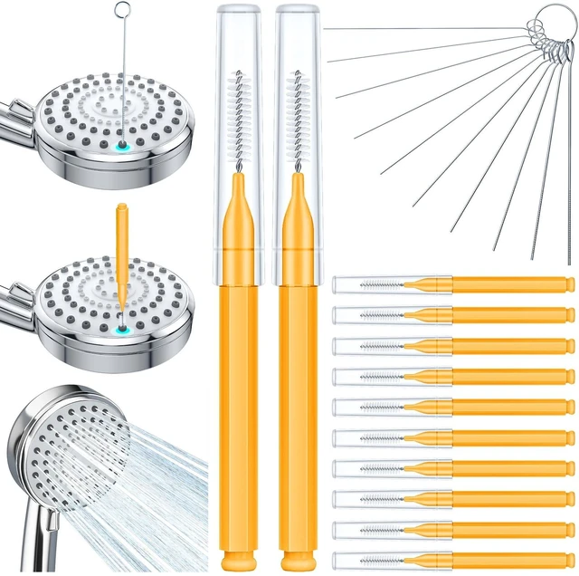 Main image of Lumkew Shower Head Cleaner Tool, Multi-Size Brushes for Small Holes, Nozzle Unclogging, Tiny Gaps, 3D Printer Opening, Orange