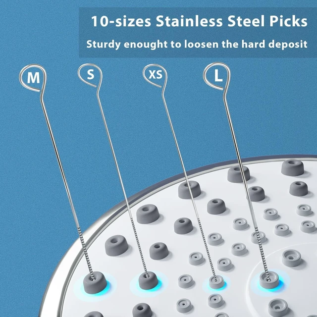 Alt view image 5 of 7 - Lumkew Shower Head Cleaner Tool, Multi-Size Brushes for Small Holes, Nozzle Unclogging, Tiny Gaps, 3D Printer Opening, Orange