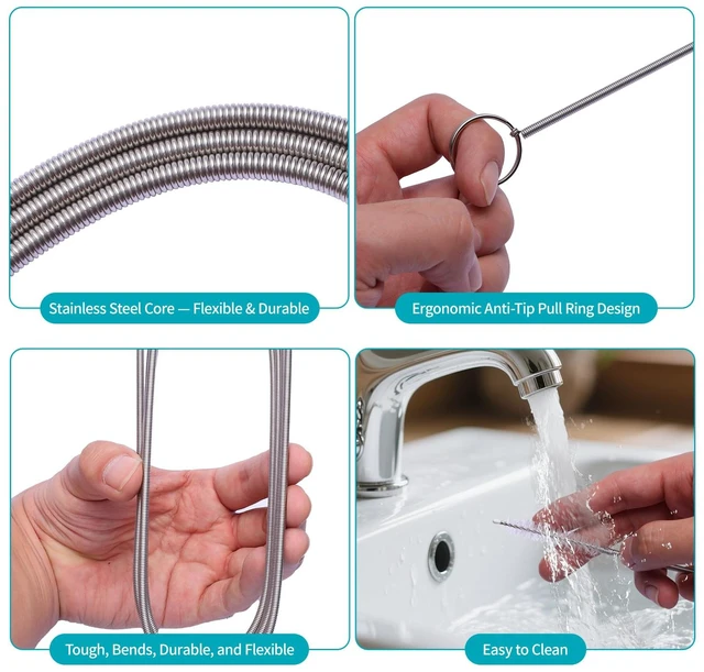 Alt view image 7 of 7 - 2 Pack Extra Long 64-Inch Flexible Drain Cleaning Brush for Sunroof, Dishwasher, Bathroom