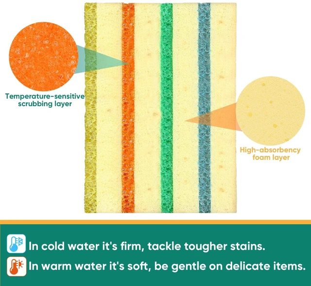Alt view image 6 of 6 - LAUNDRYLUX 4-Pack Scrub Sponge - Temperature-Responsive