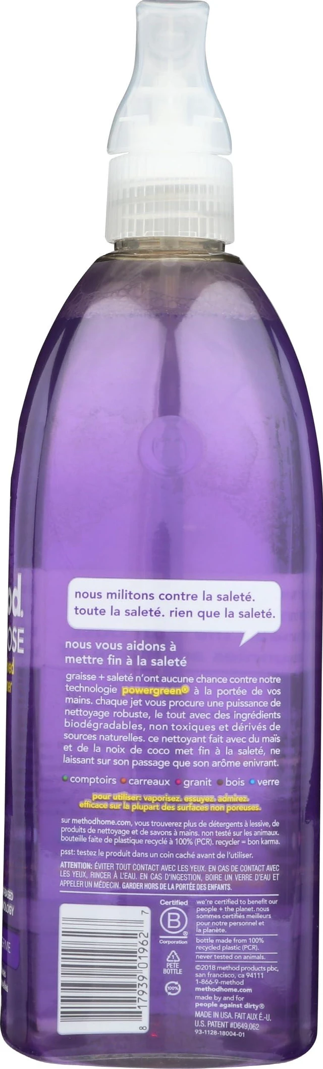 Alt view image 7 of 7 - Method Dye-Free All-Purpose Cleaner Spray, 28 fl oz, French Lavender, for Counters, Glass, Wood & Floors, Kitchen & Bathroom