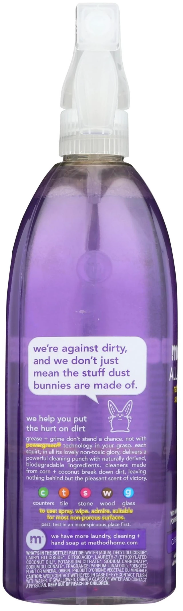 Alt view image 2 of 7 - Method Dye-Free All-Purpose Cleaner Spray, 28 fl oz, French Lavender, for Counters, Glass, Wood & Floors, Kitchen & Bathroom