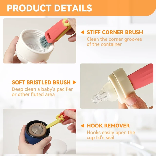 Alt view image 6 of 6 - 3 In 1 Cup Lid Gap Cleaning Brush Set, Multifunctional Bottle Cleaning Brush, Home Kitchen Crevice Brush, Multicolor