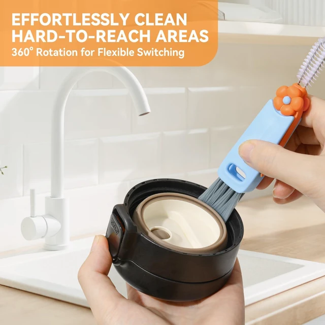 Alt view image 3 of 6 - 3 In 1 Cup Lid Gap Cleaning Brush Set, Multifunctional Bottle Cleaning Brush, Home Kitchen Crevice Brush, Multicolor