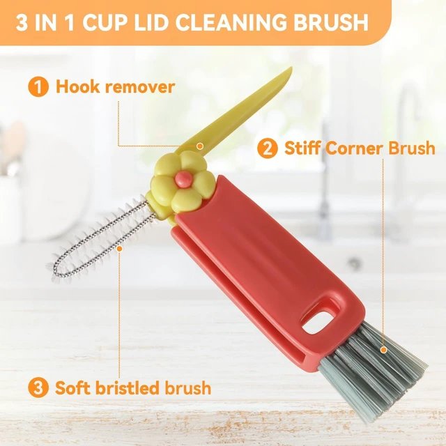 Alt view image 2 of 6 - 3 In 1 Cup Lid Gap Cleaning Brush Set, Multifunctional Bottle Cleaning Brush, Home Kitchen Crevice Brush, Multicolor