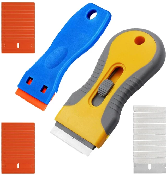 Main image of Razor Blade Scraper Tool with 2 Scrapers, 20 Plastic Blades and 10 Metal Blades for Cleaning and Removing