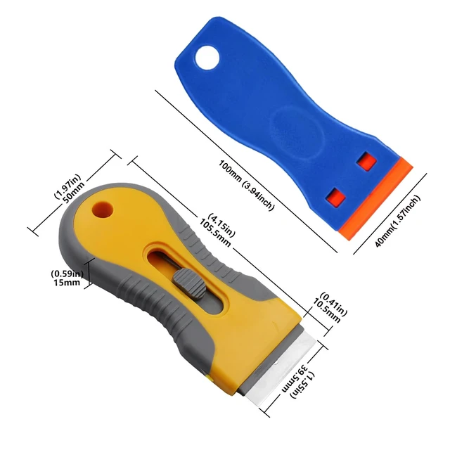Alt view image 4 of 7 - Razor Blade Scraper Tool with 2 Scrapers, 20 Plastic Blades and 10 Metal Blades for Cleaning and Removing