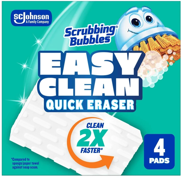 Main image of Scrubbing Bubbles Easy Clean Quick Eraser Multipurpose Bathroom Cleaner Sponge for Shower & Tub Tiles, Sinks, Faucets, Counters, Toilets, Glass Doors & More, 4-Count