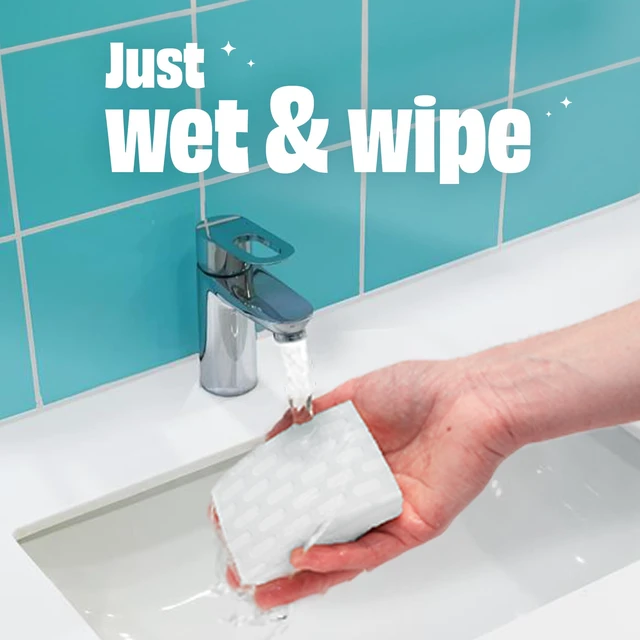 Alt view image 4 of 6 - Scrubbing Bubbles Easy Clean Quick Eraser Multipurpose Bathroom Cleaner Sponge for Shower & Tub Tiles, Sinks, Faucets, Counters, Toilets, Glass Doors & More, 4-Count