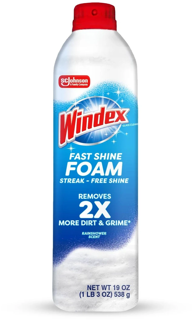 Main image of Windex Fast Shine Foam Glass Cleaner, All-Purpose Cleaning Spray, 19 oz