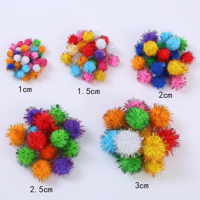 Alt view image 7 of 7 - 100pcs Glitter Tinsel Pom Poms Sparkle Balls (1cm, 200pcs) for DIY Craft Party Decoration Cat