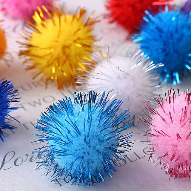 Alt view image 4 of 7 - 100pcs Glitter Tinsel Pom Poms Sparkle Balls (1cm, 200pcs) for DIY Craft Party Decoration Cat