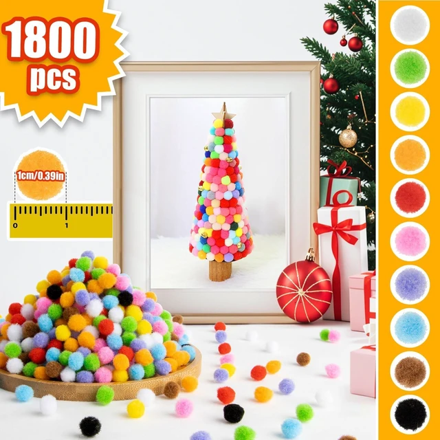 Alt view image 6 of 6 - RAINFLOW 1800 Pcs 0.4Inch Multicolor Mini Craft Pom Poms