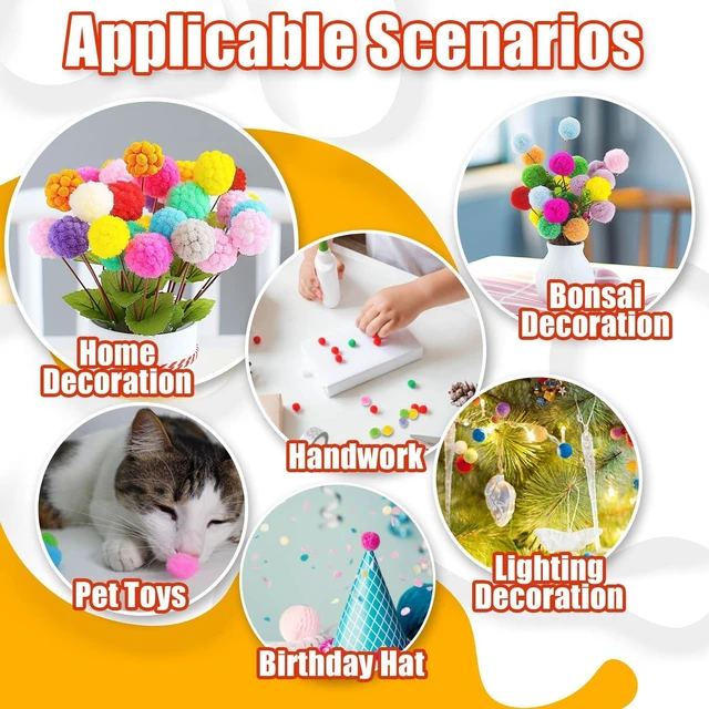 Alt view image 4 of 6 - RAINFLOW 1800 Pcs 0.4Inch Multicolor Mini Craft Pom Poms