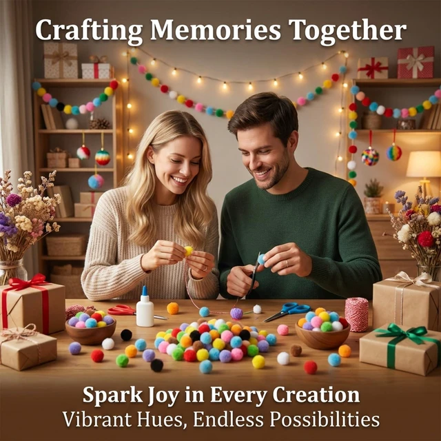 Alt view image 3 of 6 - RAINFLOW 1800 Pcs 0.4Inch Multicolor Mini Craft Pom Poms