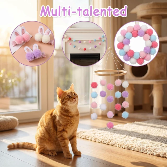 Alt view image 3 of 7 - 200 Pcs 0.6inch Mix Colorful Pom Poms, Mini Pom Pom Balls Bulk Fuzzy Puff Balls for DIY Arts Crafts Projects Home Decorations