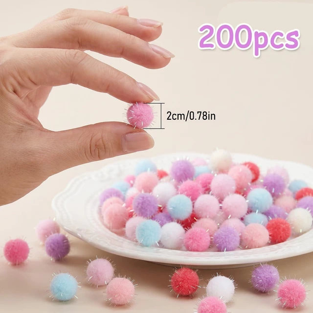 Alt view image 5 of 7 - 200 Pcs 0.6inch Mix Colorful Pom Poms, Mini Pom Pom Balls Bulk Fuzzy Puff Balls for DIY Arts Crafts Projects Home Decorations