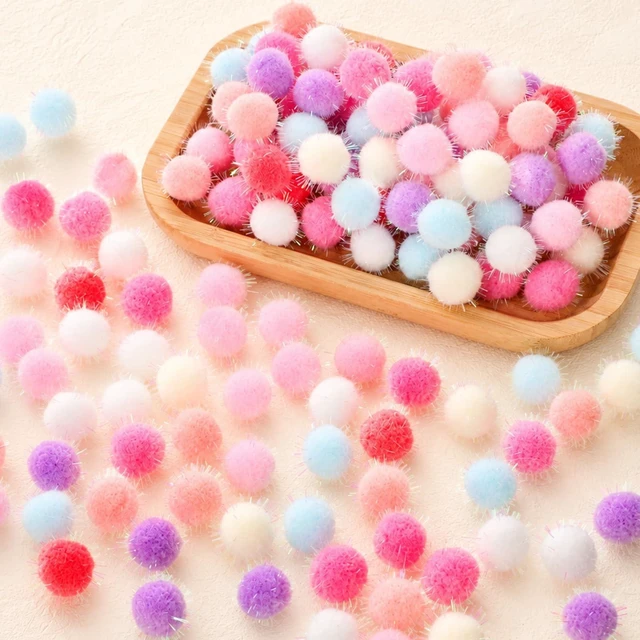 Alt view image 6 of 7 - 200 Pcs 0.6inch Mix Colorful Pom Poms, Mini Pom Pom Balls Bulk Fuzzy Puff Balls for DIY Arts Crafts Projects Home Decorations