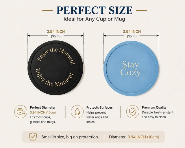 Alt view image 6 of 6 - HiramWare Silicone Coasters Set of 6 with Holder, Non-Slip Non-Stick Dishwasher Safe, for Hot and Cold Drinks, 3 Morandi Blue + 3 Black