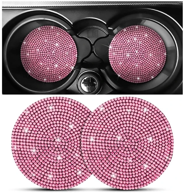 Main image of Osilly 2PCS 2.75Inch Rhinestone Cup Holder Coasters, Pink