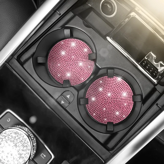 Alt view image 5 of 6 - Osilly 2PCS 2.75Inch Rhinestone Cup Holder Coasters, Pink