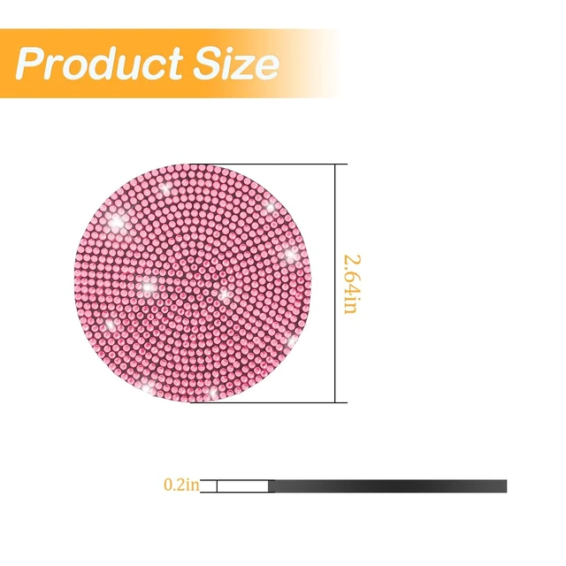 Alt view image 3 of 6 - Osilly 2PCS 2.75Inch Rhinestone Cup Holder Coasters, Pink