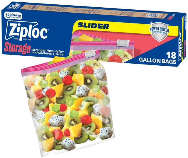 Main image of Ziploc Gallon Food Storage Slider Bags, Durable, 18 Count