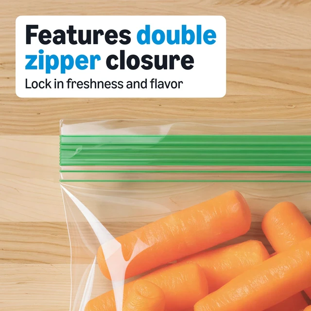 Alt view image 5 of 6 - Amazon Basics 5 1/8 x 4 11/16 Inches Square Snack Bags with Double Zipper, 100 Count