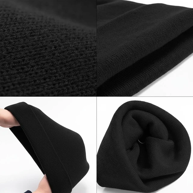 Alt view image 2 of 5 - 2 PCS Unisex Knit Beanie Hats Soft Slouchy Warm Cuffed for Men Women