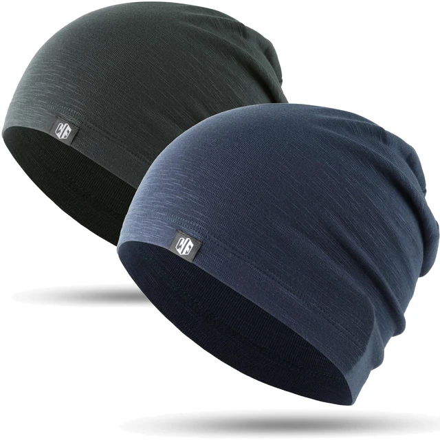 Main image of Justrideon 2-Pack Slouchy Beanie Skull Cap for Men, Moisture-Wicking Lightweight for Running, Workout, Daily Casual and Summer