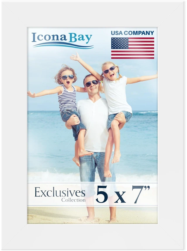 Main image of 5x7 White Picture Frame, Sturdy Wood Composite Photo Frame