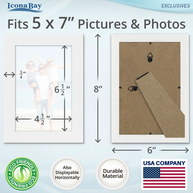 Alt view image 4 of 6 - 5x7 White Picture Frame, Sturdy Wood Composite Photo Frame