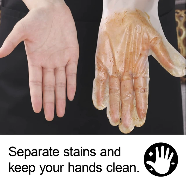 Alt view image 4 of 7 - Disposable Plastic Gloves 400 Count, Food Safe, Latex-Free, Powder-Free, Waterproof Clear Poly Gloves for Cooking, Cleaning, Food Prep, Pet Care, Household Use, One Size