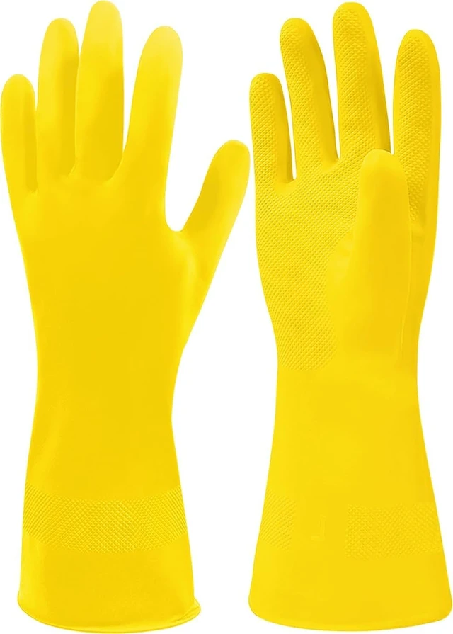 Alt view image 6 of 7 - SteadMax 1 Pair Natural Rubber Latex Non-Slip Cleaning Gloves, Reusable for Kitchen and Household