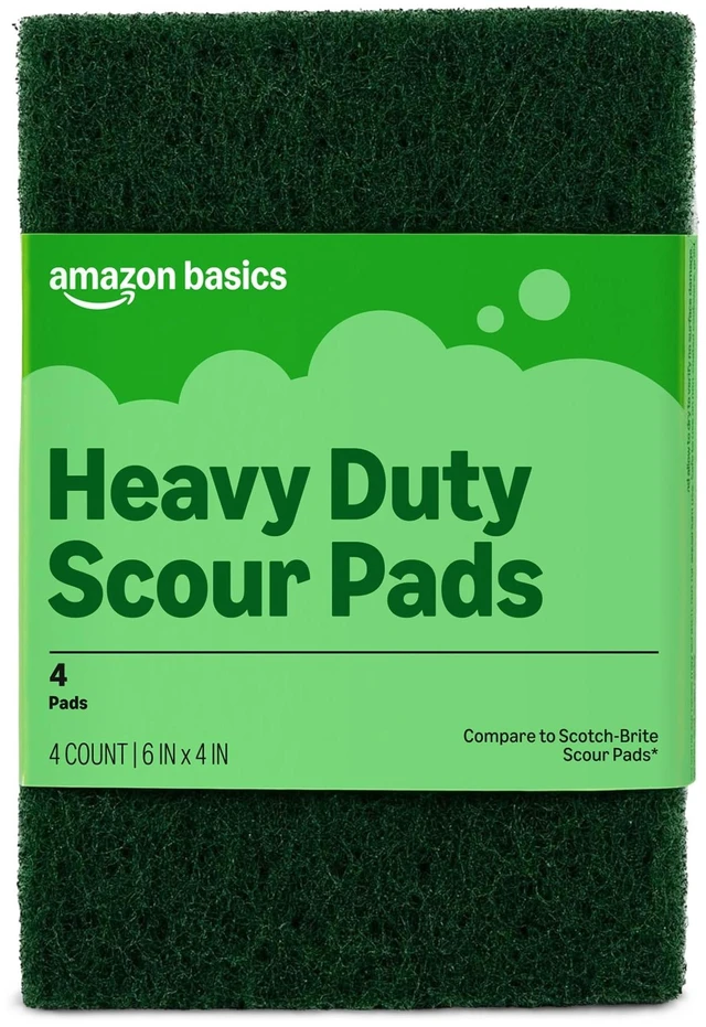 Main image of Amazon Basics Heavy Duty Scour Pads, Dish Scrubber for Kitchen and Outdoor, 4 Count, Pack of 1