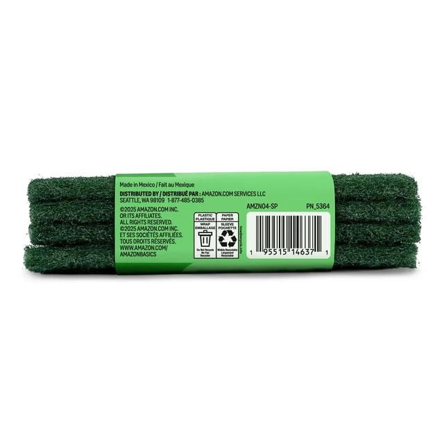 Alt view image 4 of 6 - Amazon Basics Heavy Duty Scour Pads, Dish Scrubber for Kitchen and Outdoor, 4 Count, Pack of 1