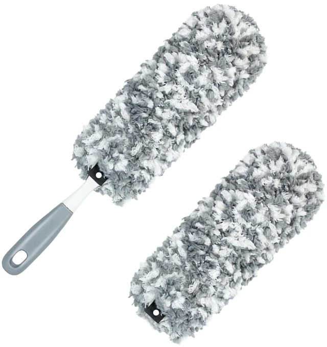 Main image of Microfiber Duster with Extra Washable Reusable Head, Gray, for Household Cleaning
