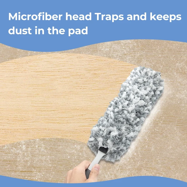 Alt view image 4 of 6 - Microfiber Duster with Extra Washable Reusable Head, Gray, for Household Cleaning