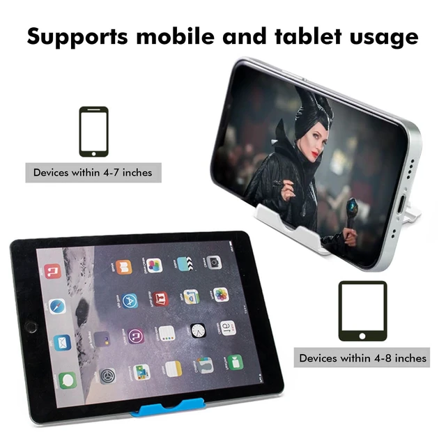 Alt view image 4 of 5 - Universal Foldable Cell Phone Stand Holder (2 Pack) - Adjustable Desktop Kickstand Compatible with iPhone iPad Kindle Android Devices, Black & White