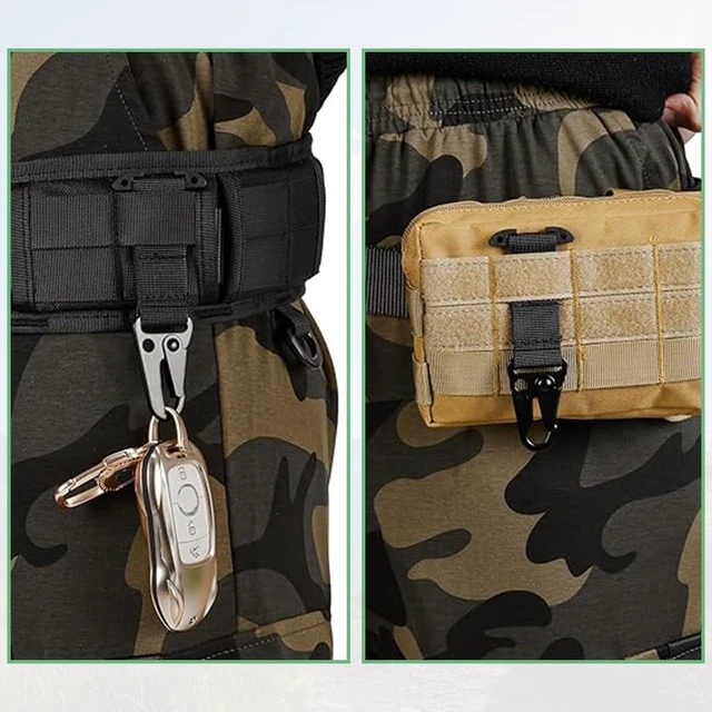 Alt view image 3 of 7 - Weryerker T-Mount Clash Hook Tactical Belt Clip, MOLLE Bag Hanging Carabiner, Tactical Vest Gear Accessories